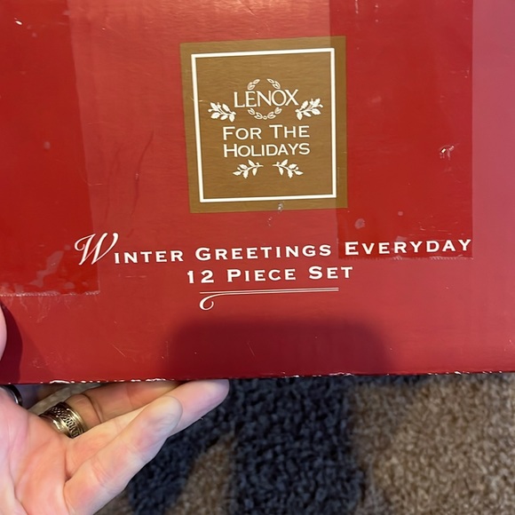 LENOX NEW IN BOX -Vintage Home for the Holidays Winter Greetings 12 piece set - Picture 3 of 10